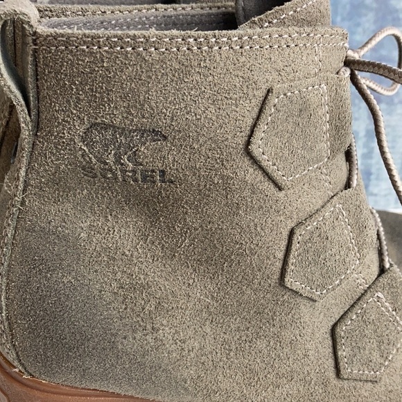 Sorel Toronto Lace-up Suede Wedge Bootie Green Tan Size 7 Winter Waterproof - Picture 9 of 15